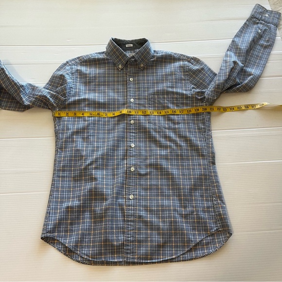 J. Crew Slim Fit Button Down Blue Yellow Paid Long Sleeve Shirt Size Medium - Picture 8 of 10
